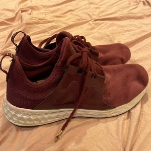 New balance burgundy velvet sneakers